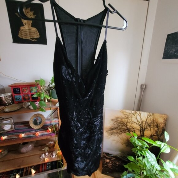 Black Velvet italian party dress with waist openings - Size S - Picture 3 of 5